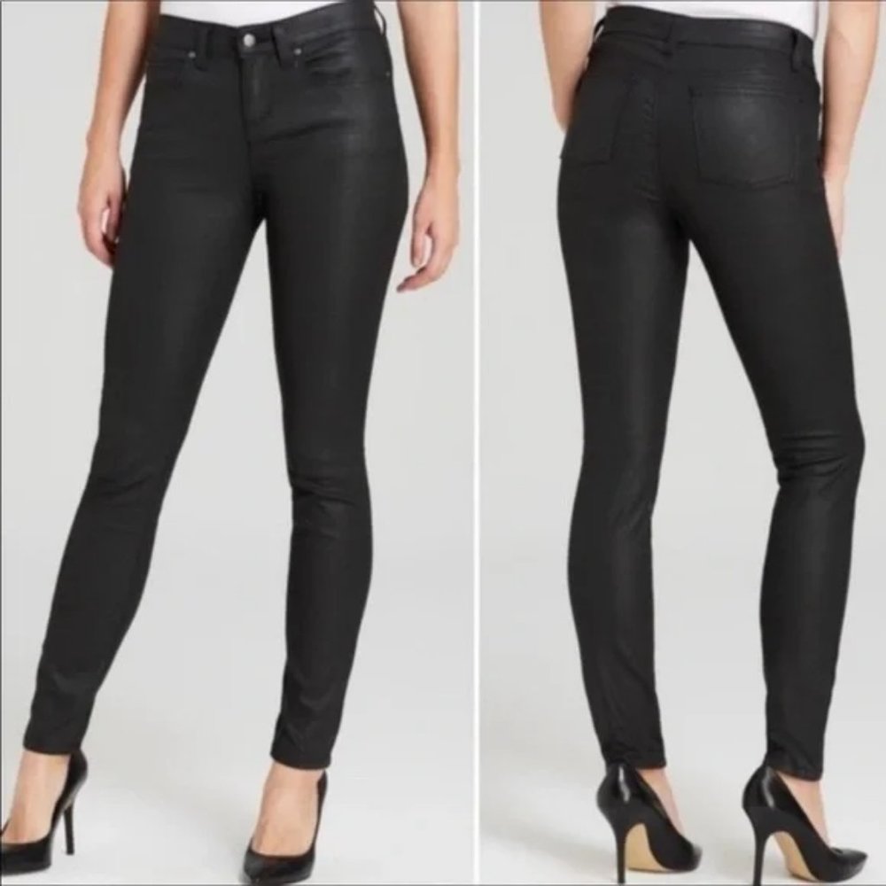 LAST CHANCE! Eileen Fisher Wax Coated Black Skinny Jeans
